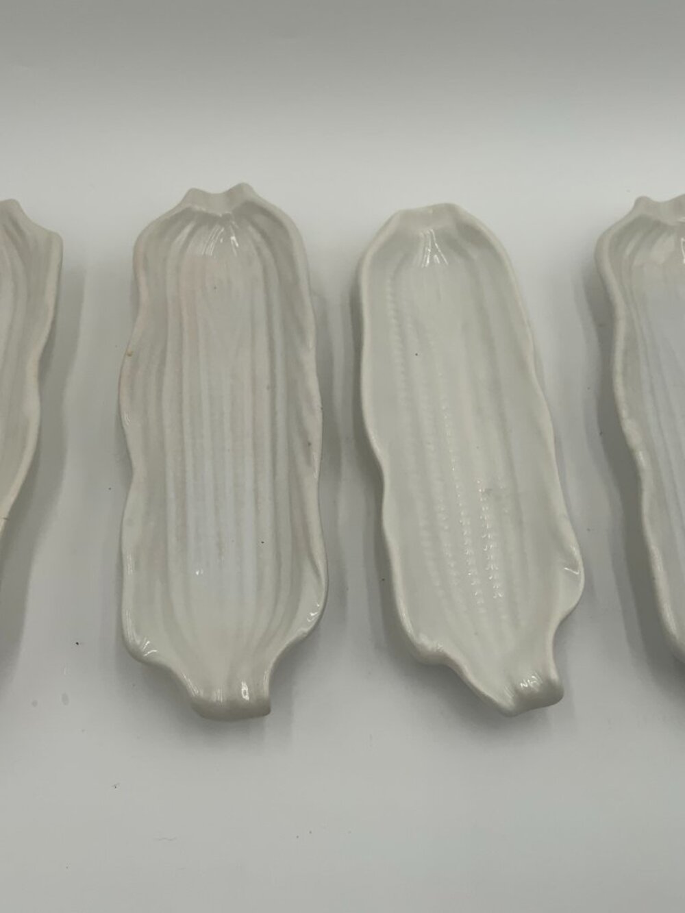 Ivory Ceramic Corn on the Cob Holders Japan Set Of 4